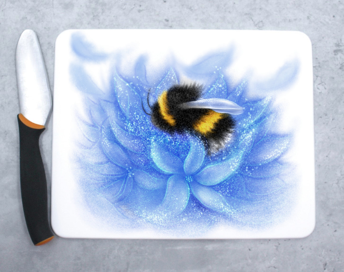 Bumblebee and Blue Flower -Cutting board