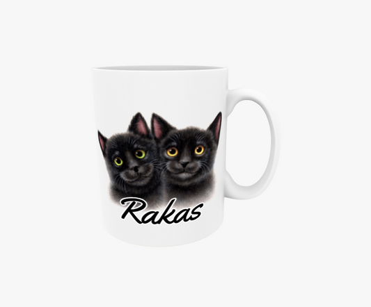 Älskat / Svart kattpar - Textmugg