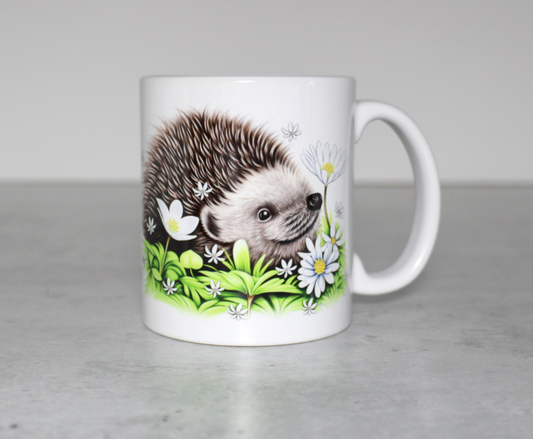 Igelkott och blommor mugg 
