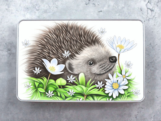 Hedgehog and flowers - Tin box