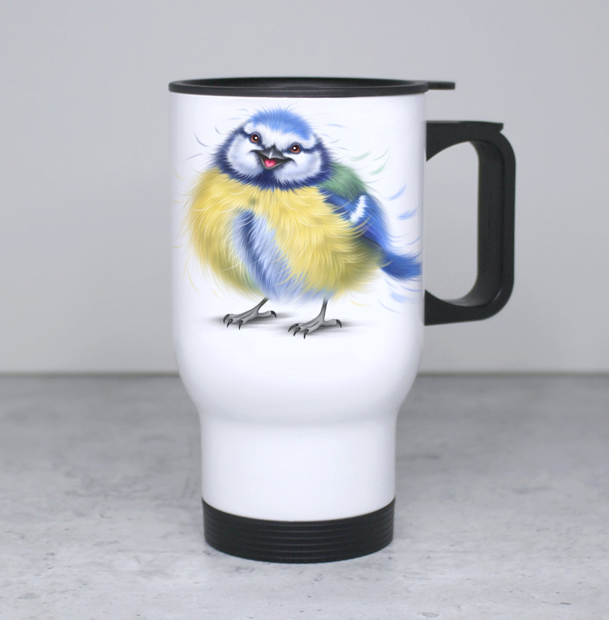 Lintu -Termosmuki (Sinitiainen) - ArtByAnnaK