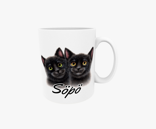 Söt/Svart Kattpar - Textmugg