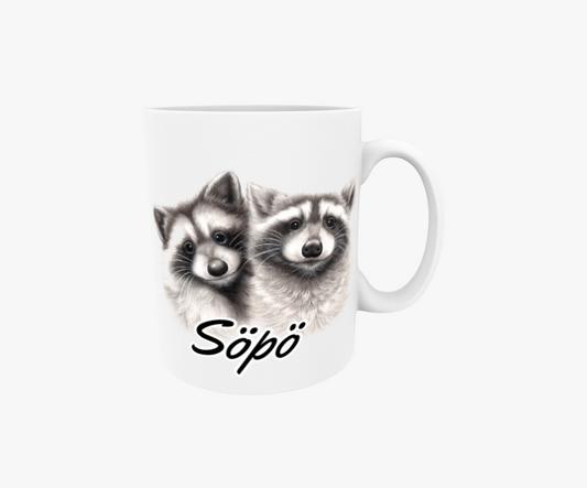 Söt / Tvättbjörnspar - Textmugg