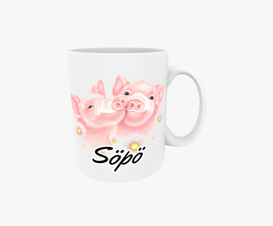 Söt / Grispar och Blommor - Textmugg