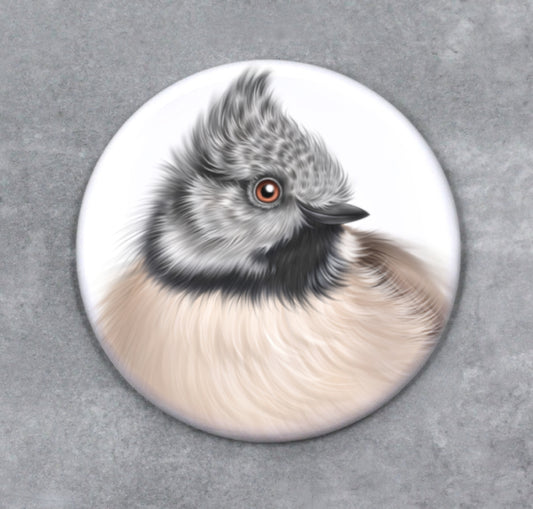 Lintu -Nappi (Töyhtötiainen) - ArtByAnnaK