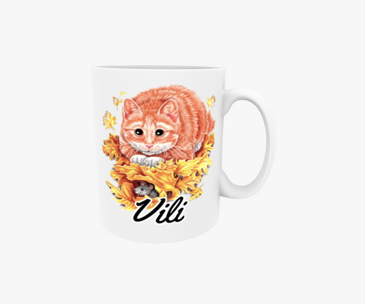 Vili / Röd katt och mus - Namnmugg
