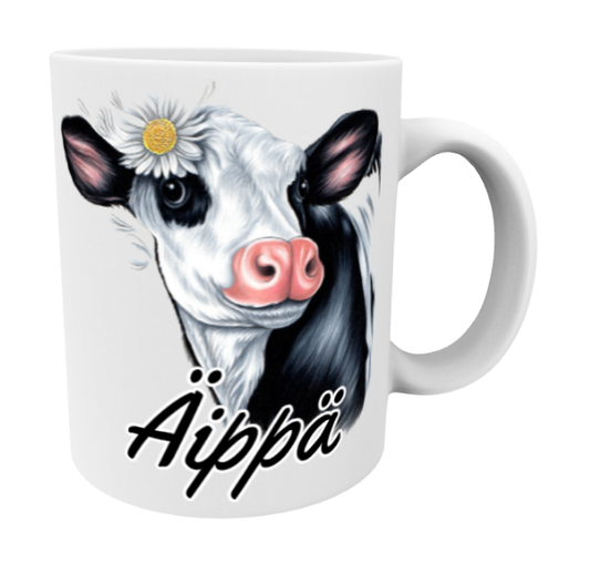 Äippä / Lehmä Mustavalkoinen -Muki