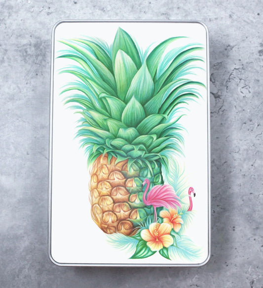 Pineapple and Flamingos Tin Box