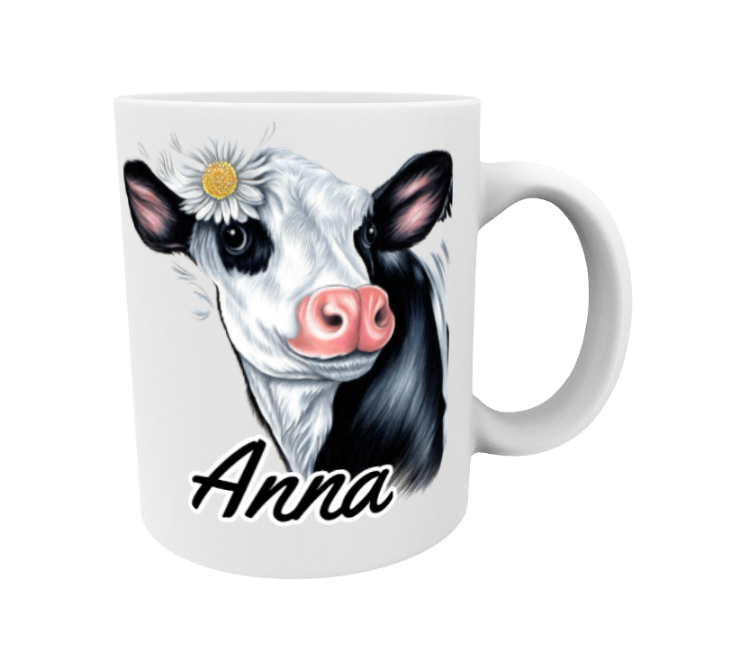 Anna / Black and White Cow Mug