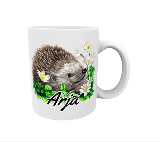 Arja / Igelkott och blommor mugg