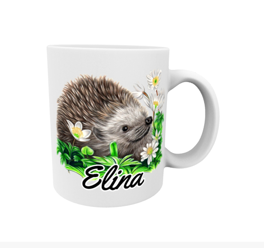 Elina / Igelkott och blommor Mugg