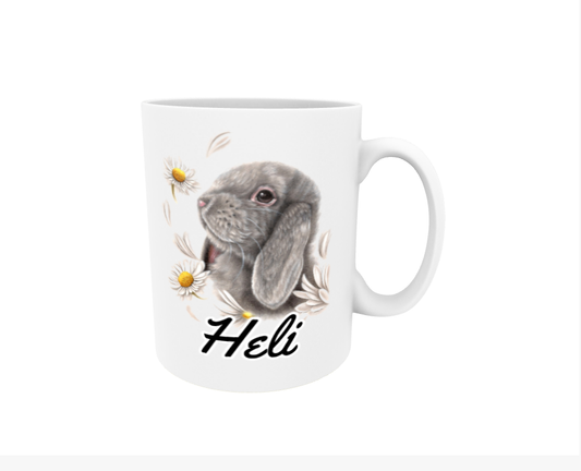 Heli / Bunny and Flowers - Name Mug