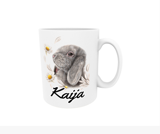 Kaija / Bunny and Flowers - Name Mug