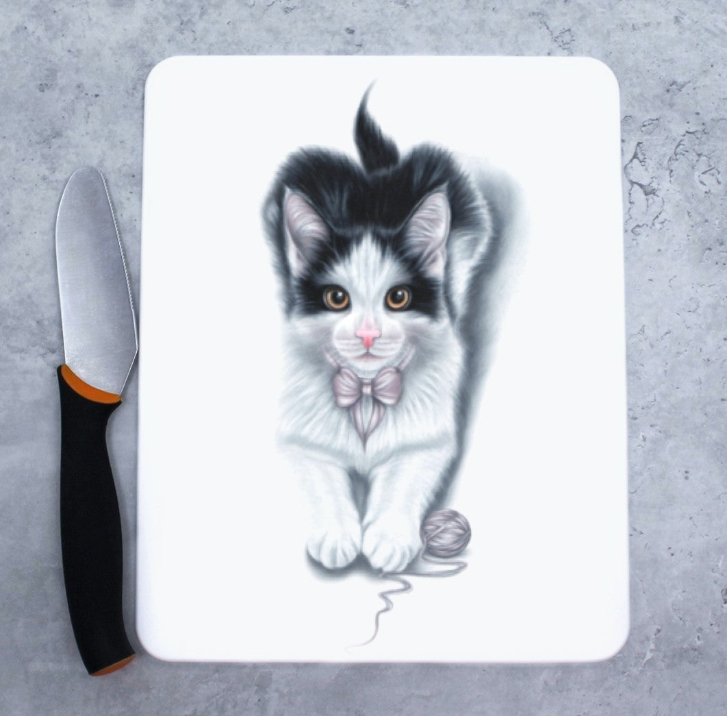 Mustavalkoinen kissa -Leikkuulauta (Kissarodut)