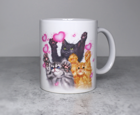 Kattungar och hjärtan mugg (kattraser, kattunge, kattmugg, kattmugg, vän) 