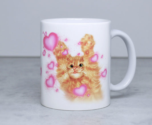 Red Kitten and Hearts Mug (Cat Breeds, Kitty, Cat Mug, Cat Mug) 