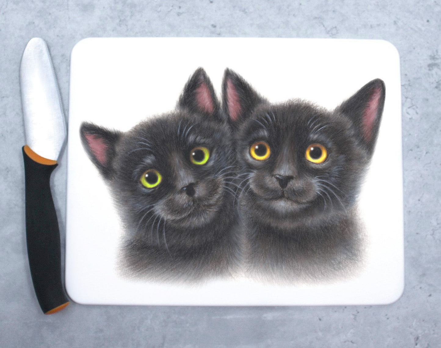 Black Cat Couple -Cutting Board (Kitten)