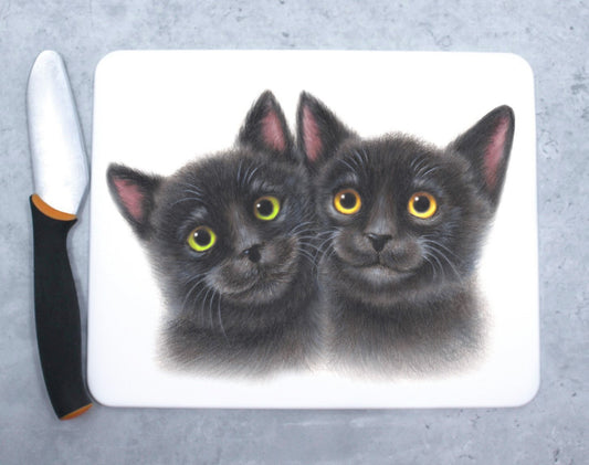 Black Cat Couple -Cutting Board (Kitten)