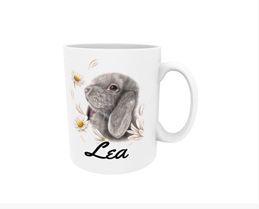 Lea / Bunny and Flowers - Name Mug