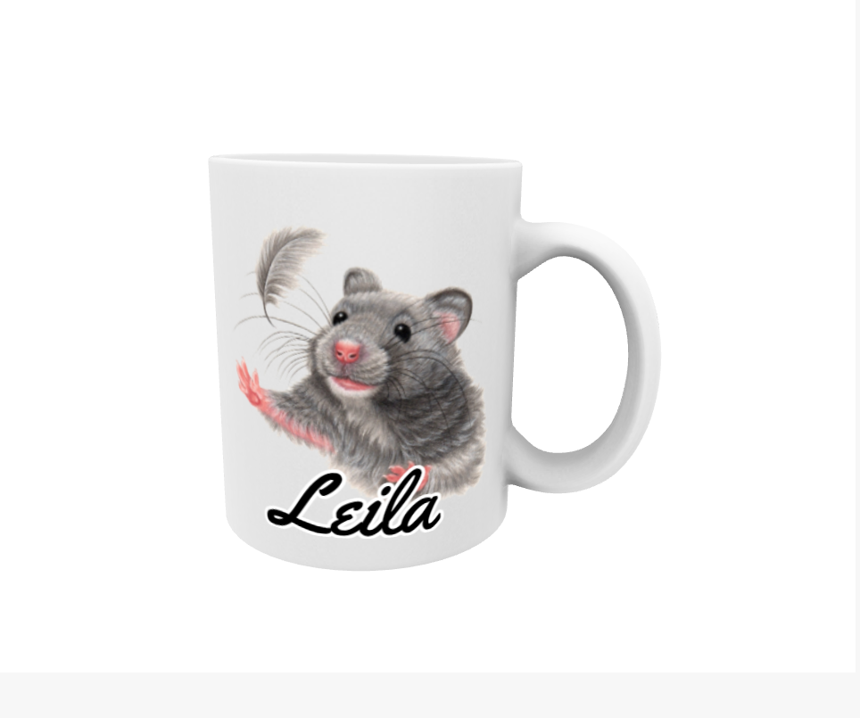 Leila / Mouse and Feather - Name Mug