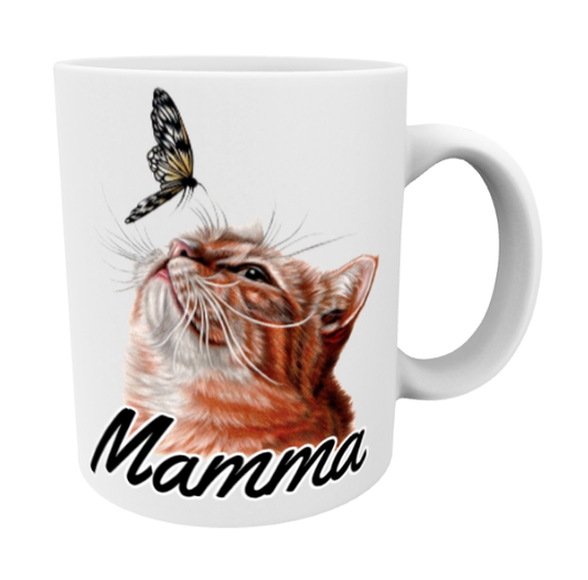 Mamma / Katt och Fjäril Mugg