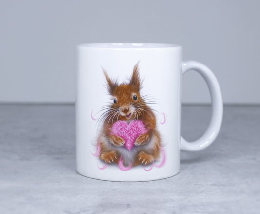Squirrel and Heart pillow -Mug 