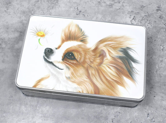 Butterfly Dog Brown Papillon Tin Box (Dog Breeds)