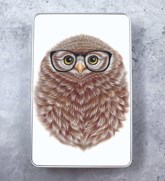 Owl and Glasses - Tin Box