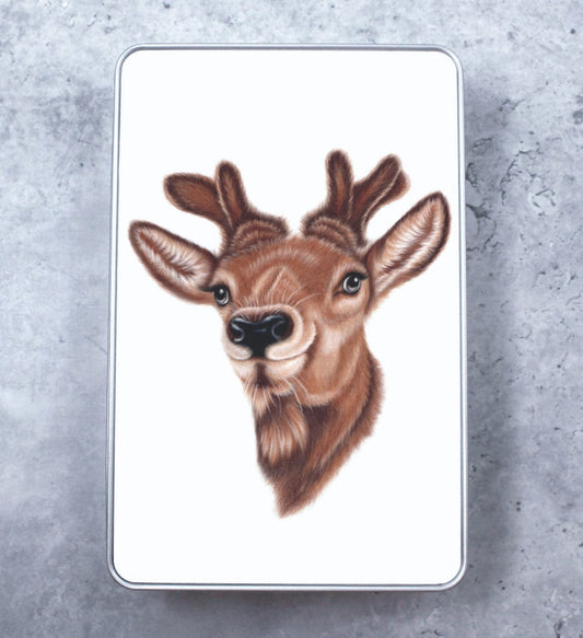 Reindeer Brown Tin Box