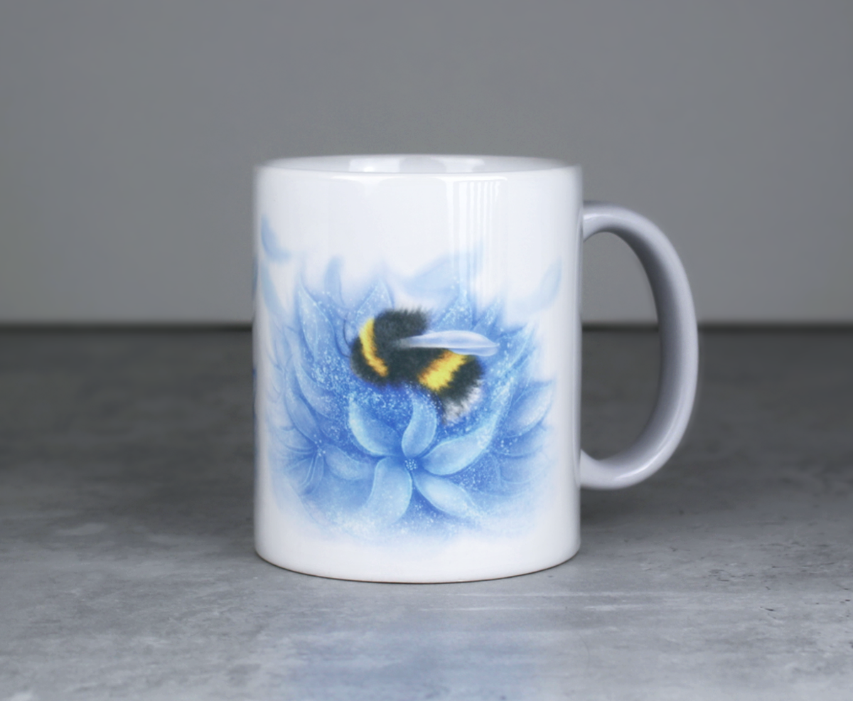 Bumblebee and Blue Flower Mug