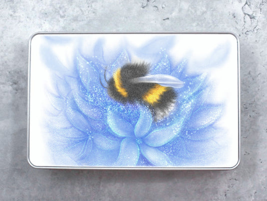 Bumblebee and Blue Flower Tin Box