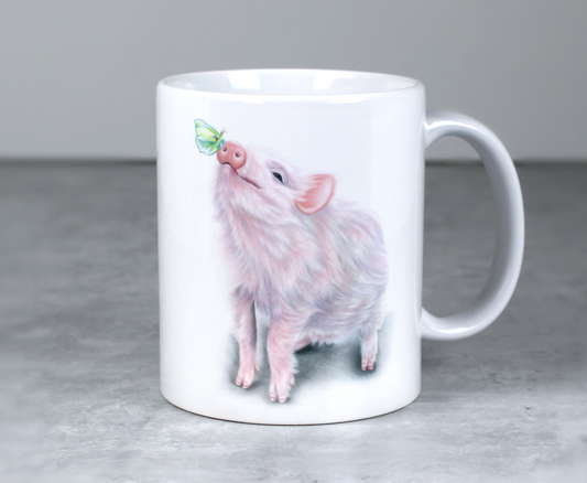 Possu ja perhonen -Muki (Sika) - ArtByAnnaK