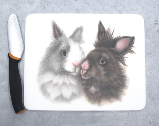 Bunny Pair Grey and Black -Cutting Board (Bunny)
