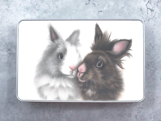 Bunny Pair Grey and Black - Tin Box (Bunny)