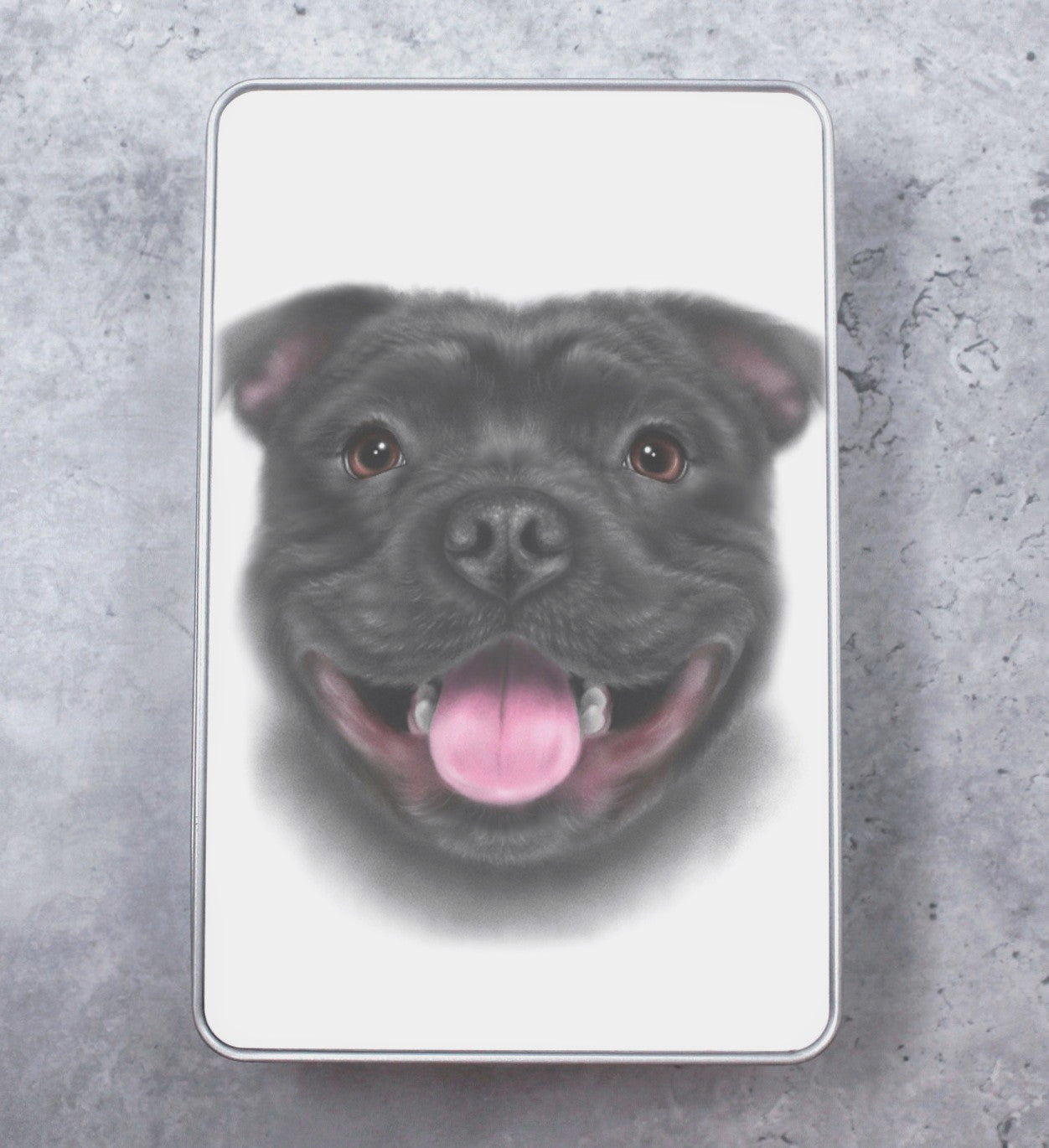 Staffordshire bull terrier / Staffi Black - Tin box (Dog breeds)