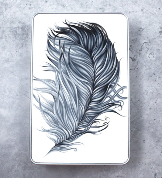 Feather Black and White Tin Box