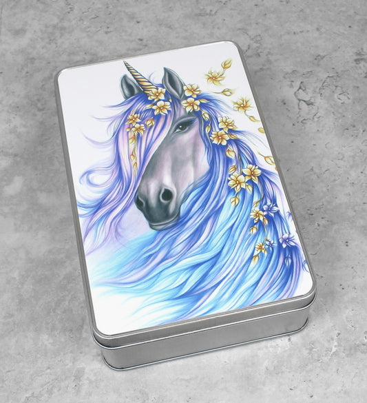 Unicorn Blue Tin Box