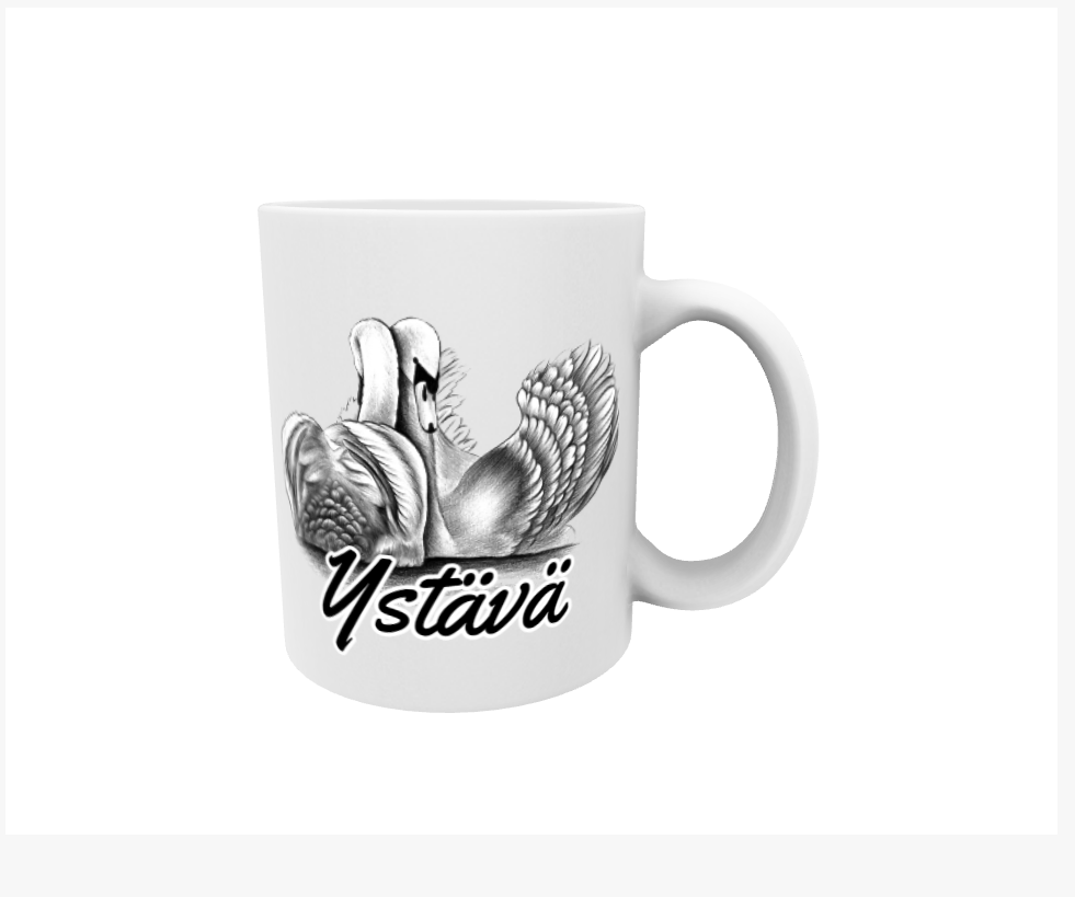 Friend / Swan Pair Black and White -Friend Mug