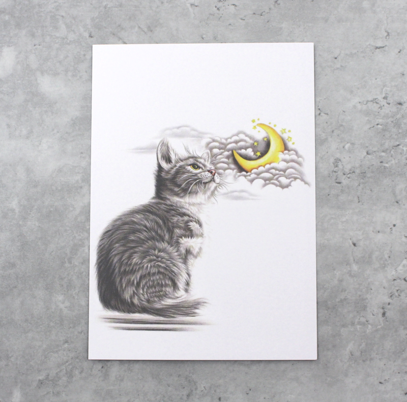 Kissa ja Kuu -Postikortti