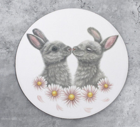 Par kaniner och blommor - Musmatta (Kärlek)