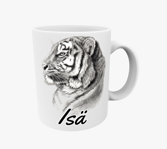 Father / Tiger Portrait Black and White Mug