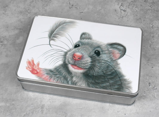 Mouse and Feather Tin Box