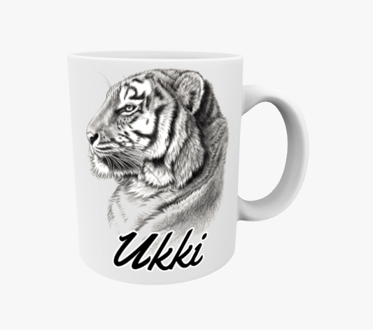 Morfar / Tigerporträtt Svartvit mugg