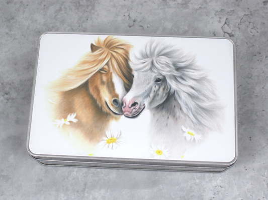 Pony Couple and Flowers - Tin Box (Horse)