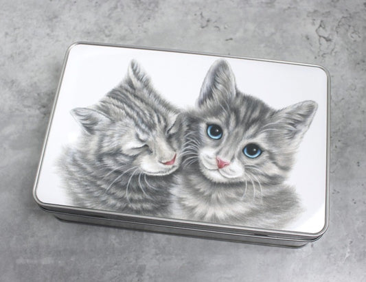 Gray cat pair - Tin box (Kitten)