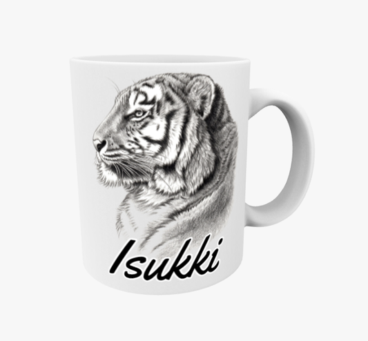Pappa / Tigerporträtt svartvit mugg
