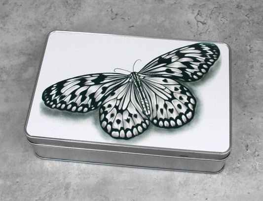 Butterfly Black and White Tin Box