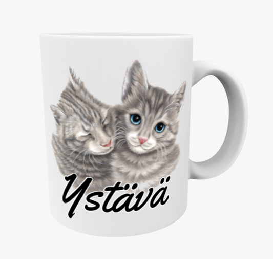 Vän / Grått kattpar - Vänmugg