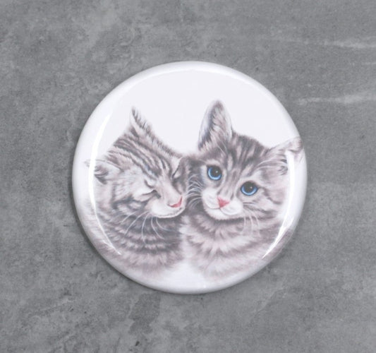 Grå kattpar - Knapp (Kattunge)