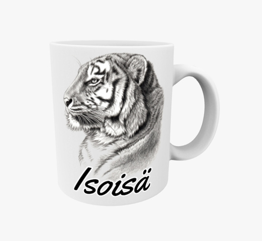Grandpa / Tiger Portrait Black and White Mug